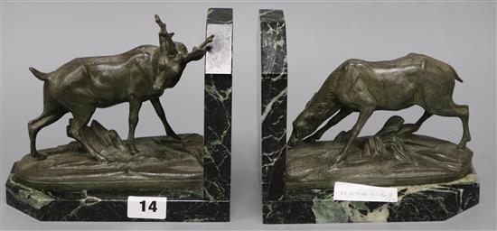A pair of Art Deco stag and deer bookends